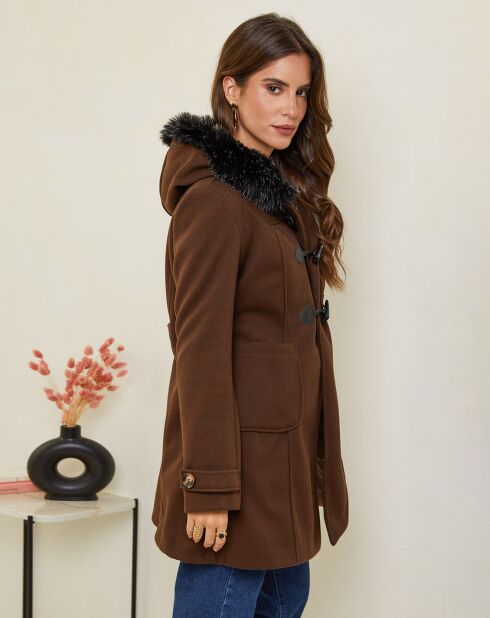 Manteau mi-long Charlotte chocolat