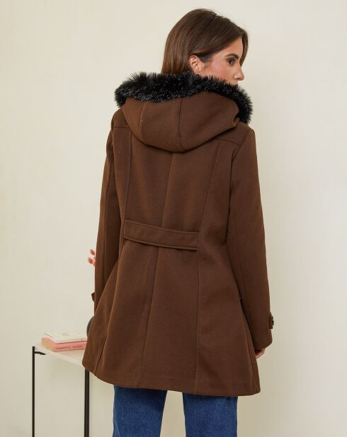 Manteau mi-long Charlotte chocolat