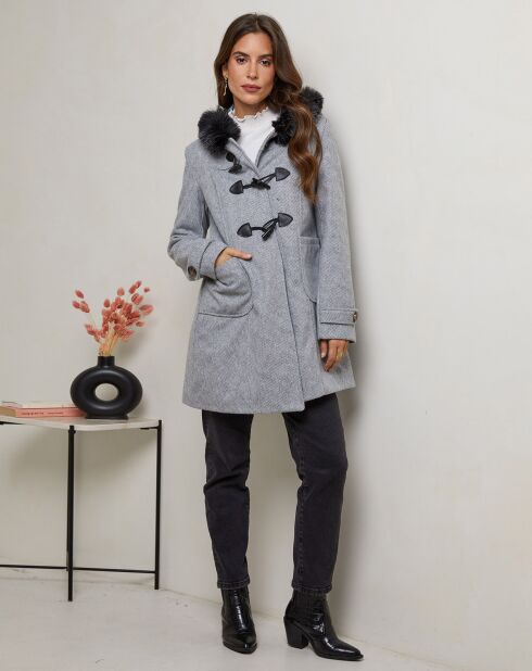 Grijze halflange jas Charlotte