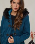 Manteau mi-long Charlotte pétrole