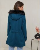 Manteau mi-long Charlotte pétrole