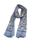 Foulard 100% Soie bleu - 110x190 cm