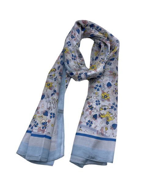 Foulard 100% Soie bleu - 110x190 cm