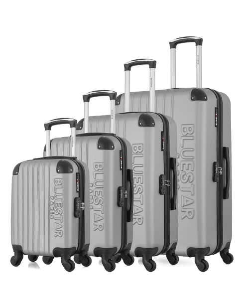 4 Koffer 4 Räder einfach Bucharest-M 75/65/55/46 cm grau