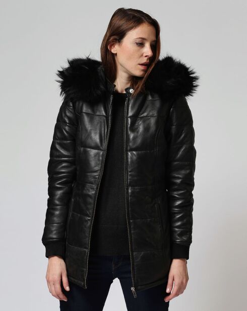 Veste en Cuir d'Agneau Lacinia noire