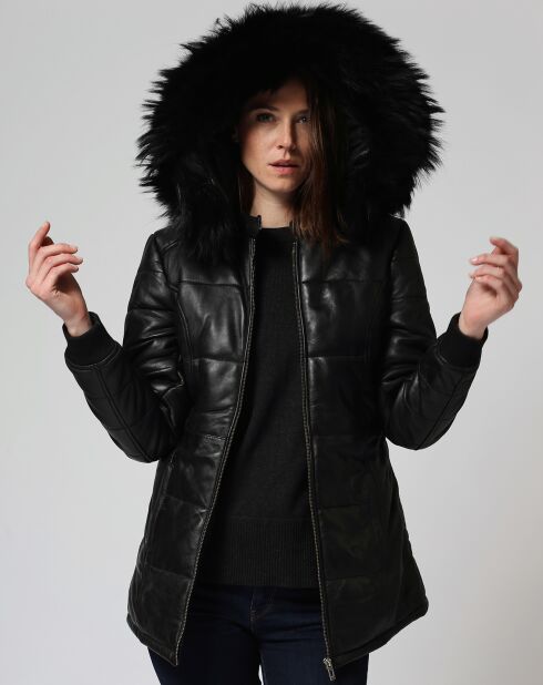 Veste en Cuir d'Agneau Lacinia noire
