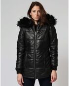 Veste en Cuir d'Agneau Lacinia noire