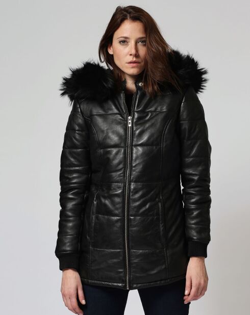 Veste en Cuir d'Agneau Lacinia noire