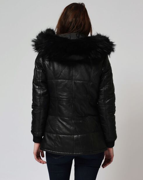 Veste en Cuir d'Agneau Lacinia noire