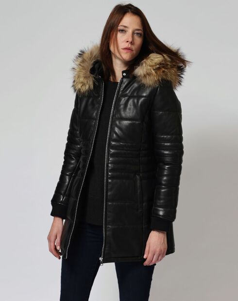 Veste en Cuir d'Agneau Lacme noire