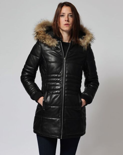 Veste en Cuir d'Agneau Lacme noire