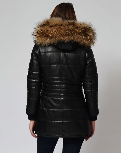 Veste en Cuir d'Agneau Lacme noire