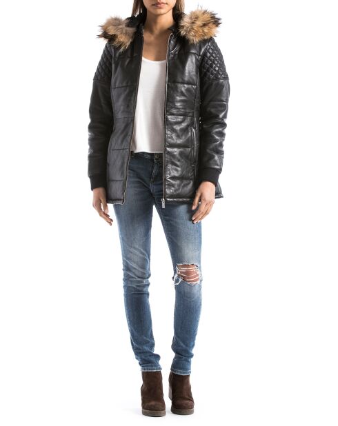 Veste en Cuir d'Agneau Laurel noire