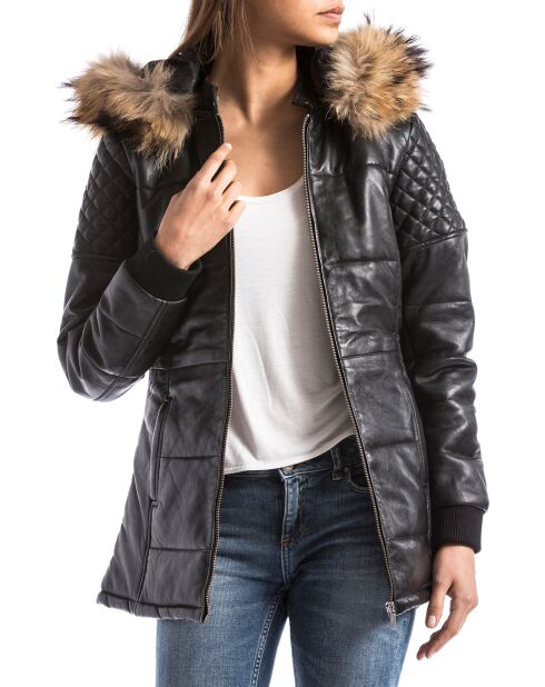 Veste en Cuir d'Agneau Laurel noire