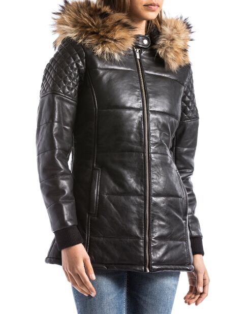 Veste en Cuir d'Agneau Laurel noire