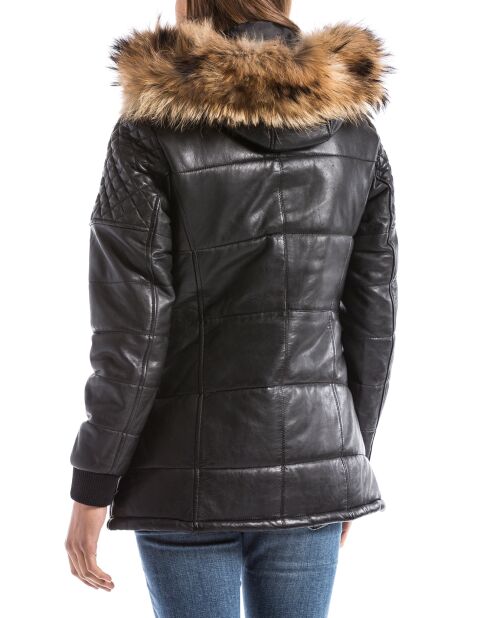 Veste en Cuir d'Agneau Laurel noire