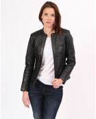 Veste en Cuir d'Agneau Laurie noire