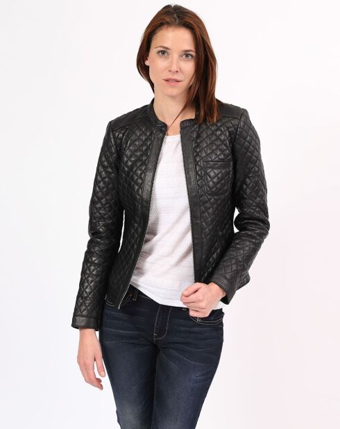 Veste en Cuir d'Agneau Laurie noire