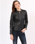 Veste en Cuir d'Agneau Laurie noire