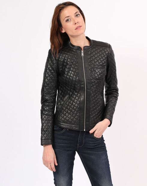 Veste en Cuir d'Agneau Laurie noire