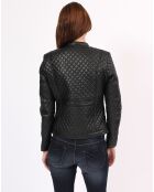 Veste en Cuir d'Agneau Laurie noire