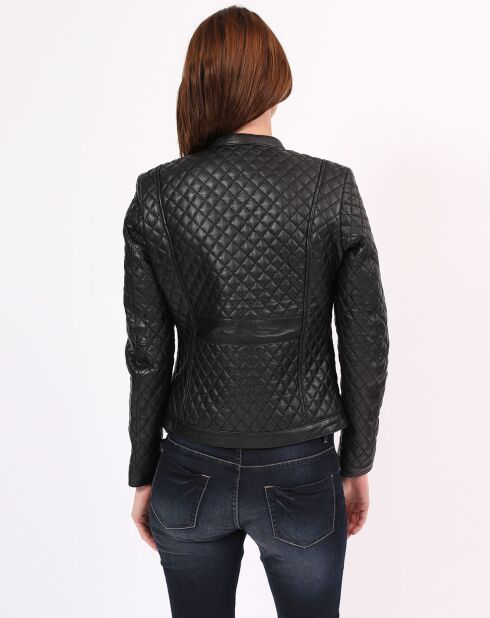 Veste en Cuir d'Agneau Laurie noire