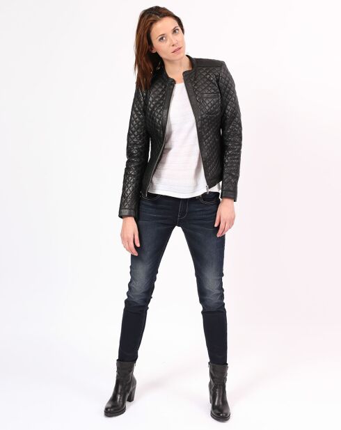 Veste en Cuir d'Agneau Laurie noire