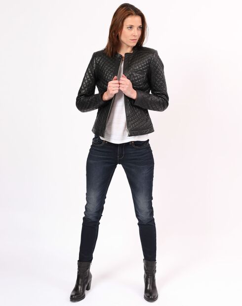 Veste en Cuir d'Agneau Laurie noire