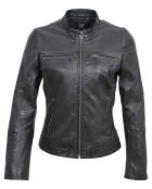 Veste en Cuir d'Agneau Leola noire