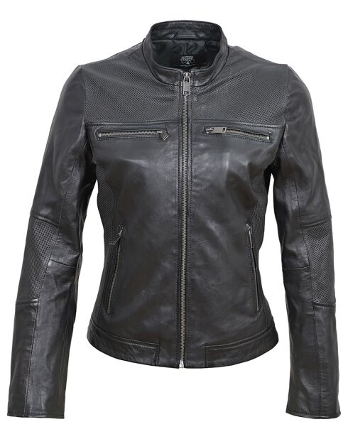 Veste en Cuir d'Agneau Leola noire