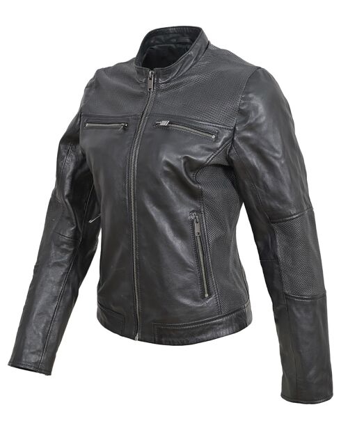 Veste en Cuir d'Agneau Leola noire