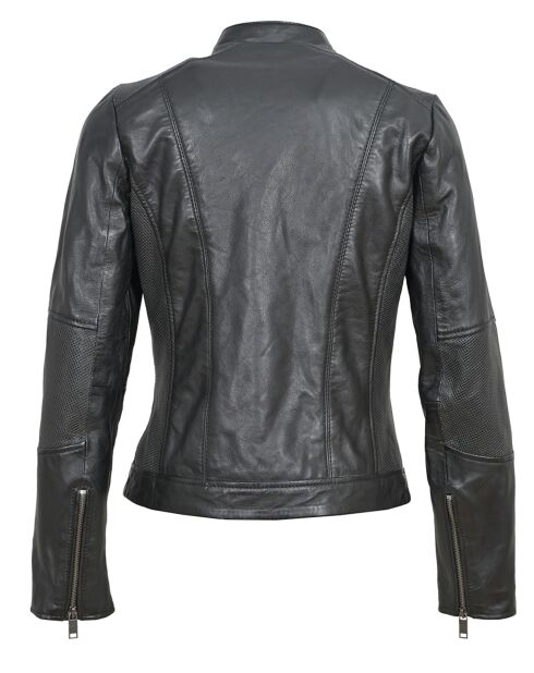 Veste en Cuir d'Agneau Leola noire