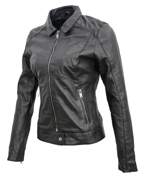 Schwarze Lammfelljacke Liah