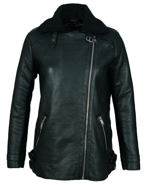 Veste en Cuir d'Agneau Liffa noire