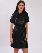 Robe en Cuir d'Agneau Lini noire