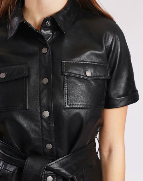 Robe en Cuir d'Agneau Lini noire