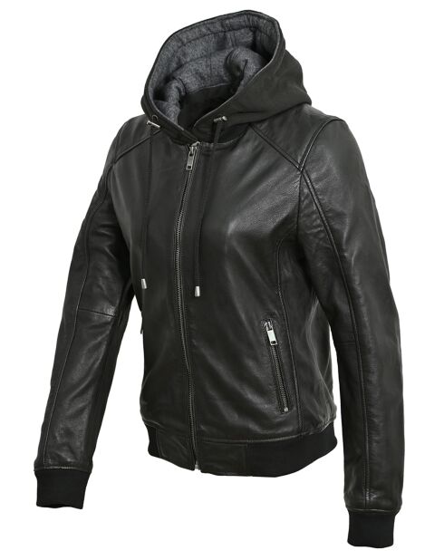 Veste en Cuir d'Agneau Luella noire