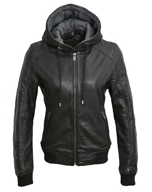 Veste en Cuir d'Agneau Luella noire