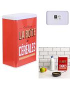 Boite de conservation Ma boite à céréales rouge/blanc - 17.4x24.1x9.3 cm