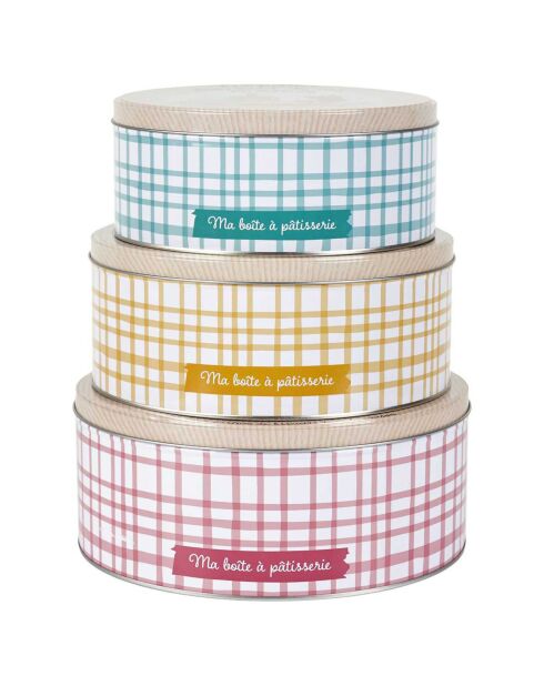 3 Boites en métal multicolores