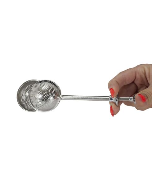 Boule à thé piston grise - 18x5x5 cm