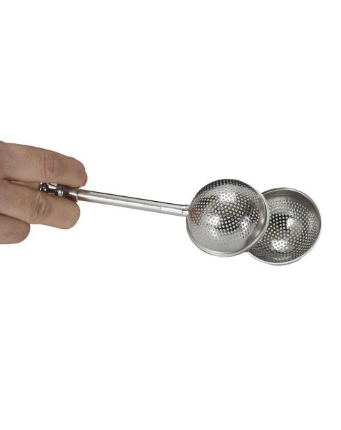 Boule à thé piston grise - 18x5x5 cm