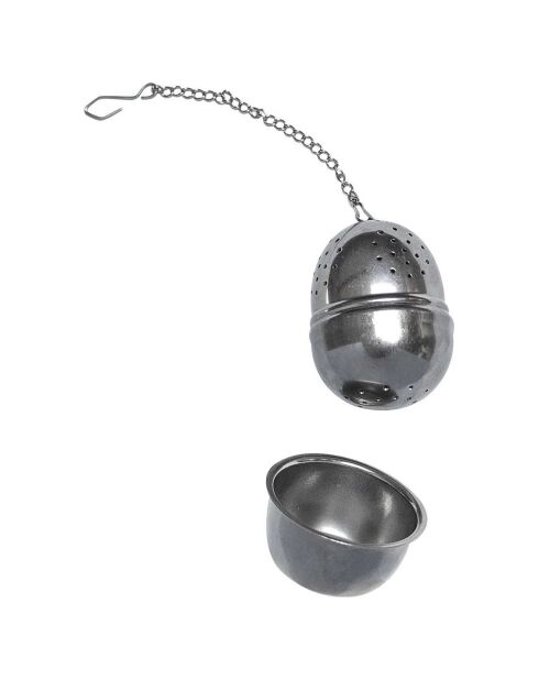 2 Boules à thé et support grise - 4.5x5.6x4.5 cm