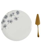 Plat à tarte et pelle doré blanc - 30.6x2.4x30.6 cm