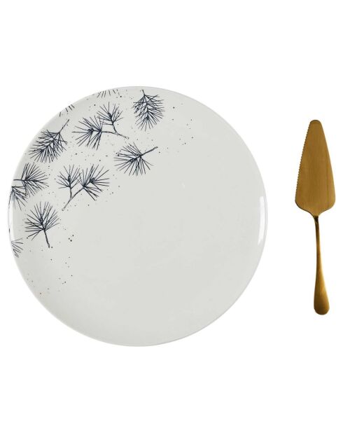 Plat à tarte et pelle doré blanc - 30.6x2.4x30.6 cm