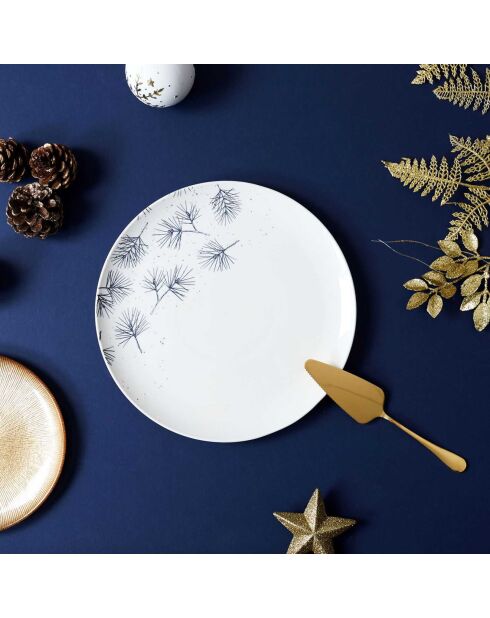 Plat à tarte et pelle doré blanc - 30.6x2.4x30.6 cm