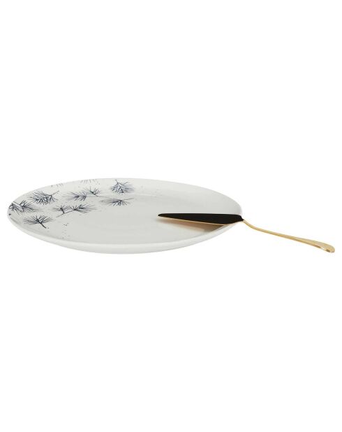 Plat à tarte et pelle doré blanc - 30.6x2.4x30.6 cm