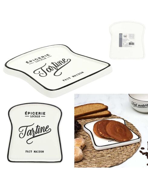 Assiette toast Brooklyn blanc/noir - 1.5x16.5x17.7 cm
