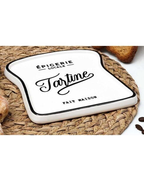 Assiette toast Brooklyn blanc/noir - 1.5x16.5x17.7 cm