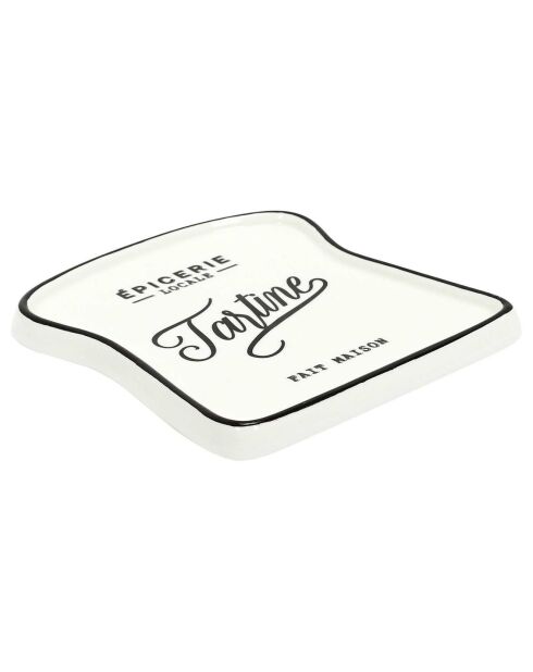 Assiette toast Brooklyn blanc/noir - 1.5x16.5x17.7 cm